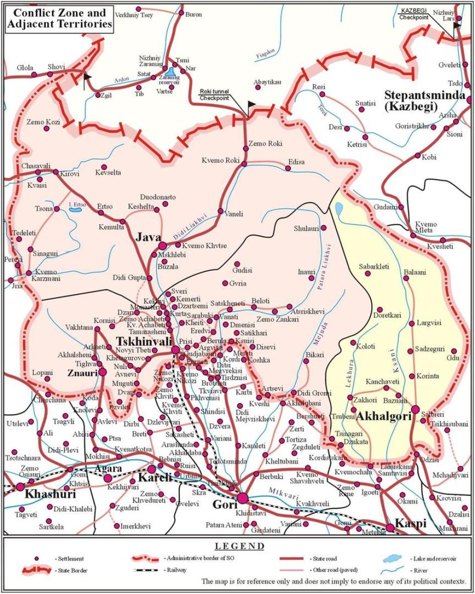 Map of South Ossetia