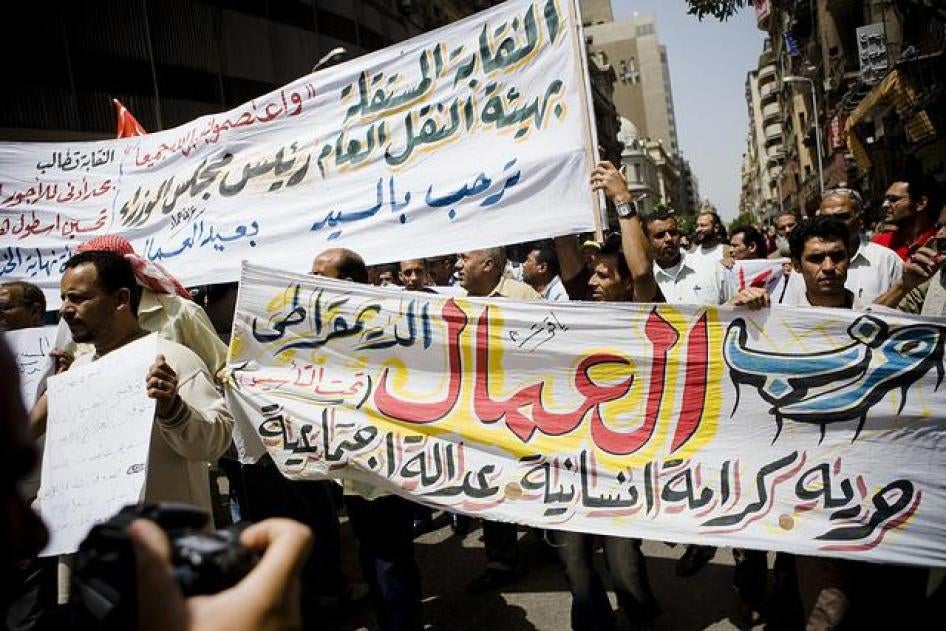 Independent Unions in a protest on Workers’ Day in Cairo 2011.