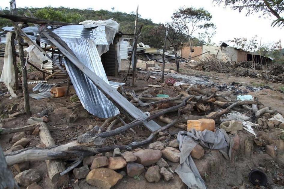 Destroyed huts are seen in Mount Sumi, Angola, in this picture taken May 3, 2015.