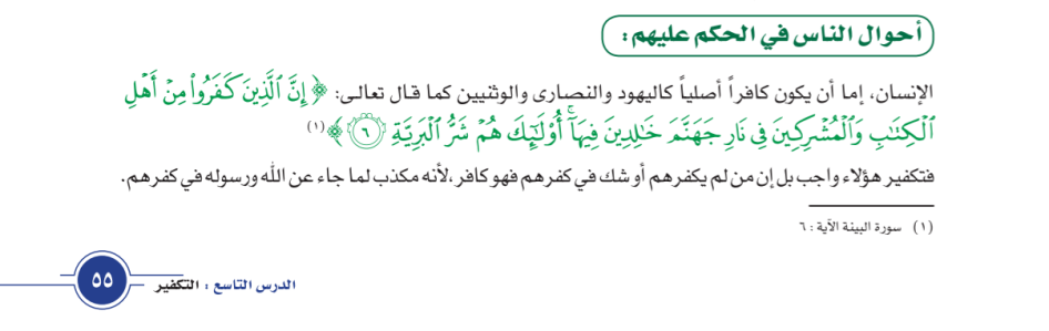 Saudi Ministry of Education, Al-Tawhid, Student Book, Fifth Grade, Second Semester, 2016-17, p. 55