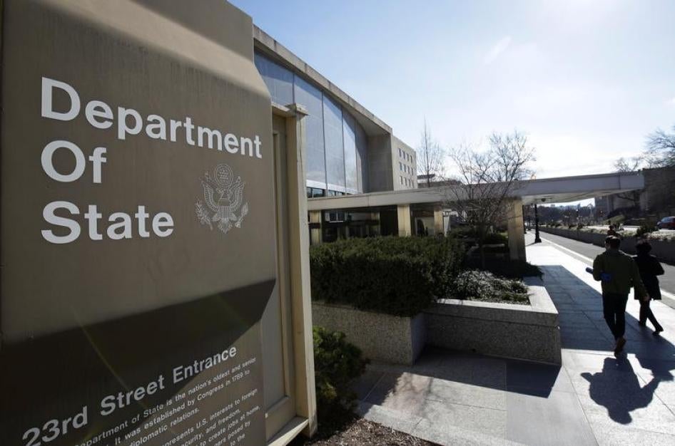 People enter the State Department Building in Washington, U.S., January 26, 2017.