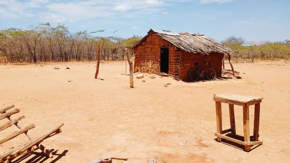 Une hutte de la communauté indigène Wayuu, située dans une zone rurale dans le département de La Guajira en Colombie, photographiée en juin 2016.