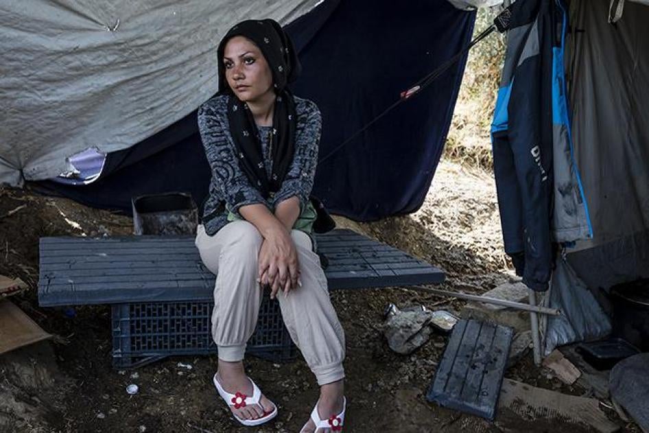 Zahra Mosawi, 28, from Afghanistan is trapped on Lesbos, Greece. Despite being a survivor of gender-based violence and in need of psychosocial support, she’s been unable to find help in the camp.