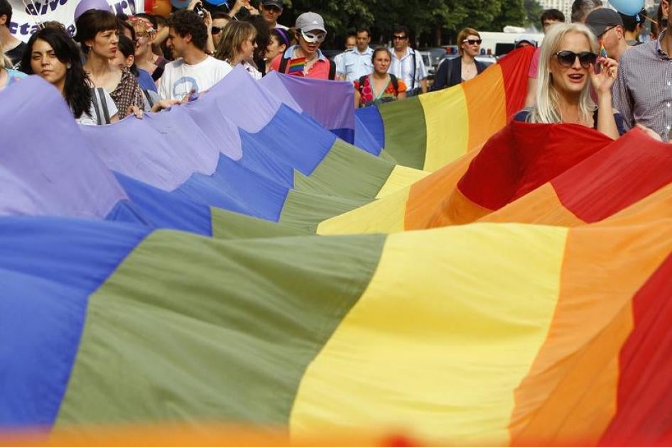 Members of Romania's gay community attend the GayFest Parade 2011 in Bucharest June 4, 2011.