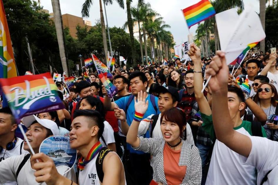 Participants take part in a lesbian, gay, bisexual and transgender (LGBT) pride parade in Taipei, Taiwan, October 28, 2017. 