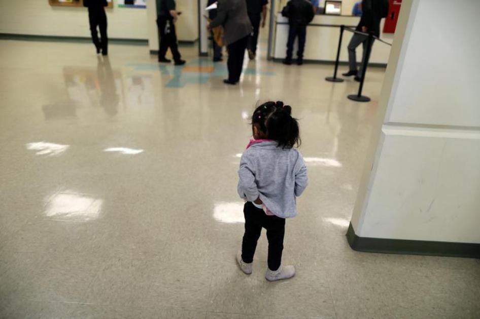 A girl stands in the lobby of the Adelanto immigration detention center, in Adelanto, California, U.S., April 13, 2017.
