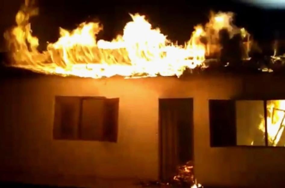 A screenshot from a video showing the home of Wilfred Fusi Naamukong being engulfed by fire, January 5, 2020. Fusi is a member of Parliament from the Social Democratic Front (SDF) party in Mankwi, North-West region.