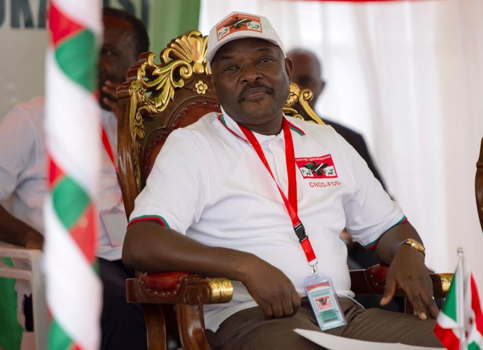 Le président du Burundi, Pierre Nkurunziza, assiste à un congrès extraordinaire du Conseil national pour la défense de la démocratie-Forces pour la défense de la démocratie (CNDD-FDD), dans la province de Gitega, au Burundi, le 26 janvier 2020.