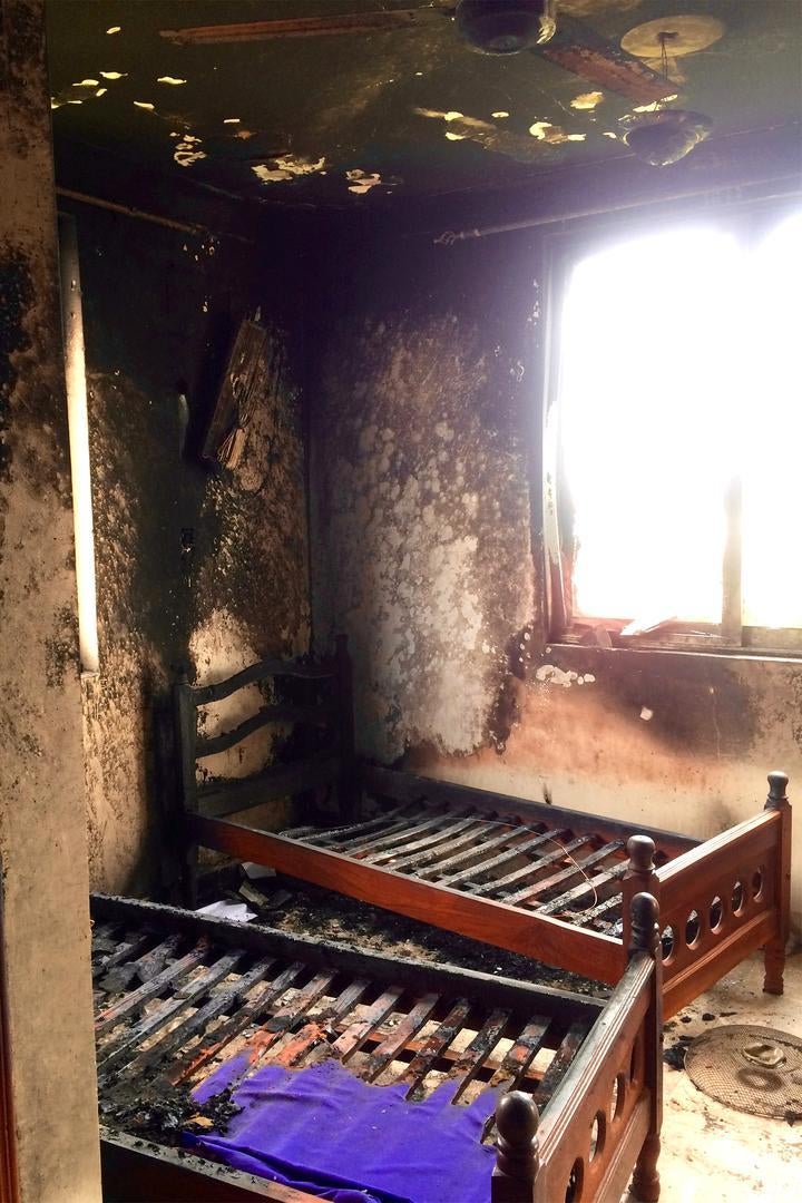 Burnt room in a house attacked by government forces in the Munuki neighborhood of Juba, South Sudan on July 10, 2016. 