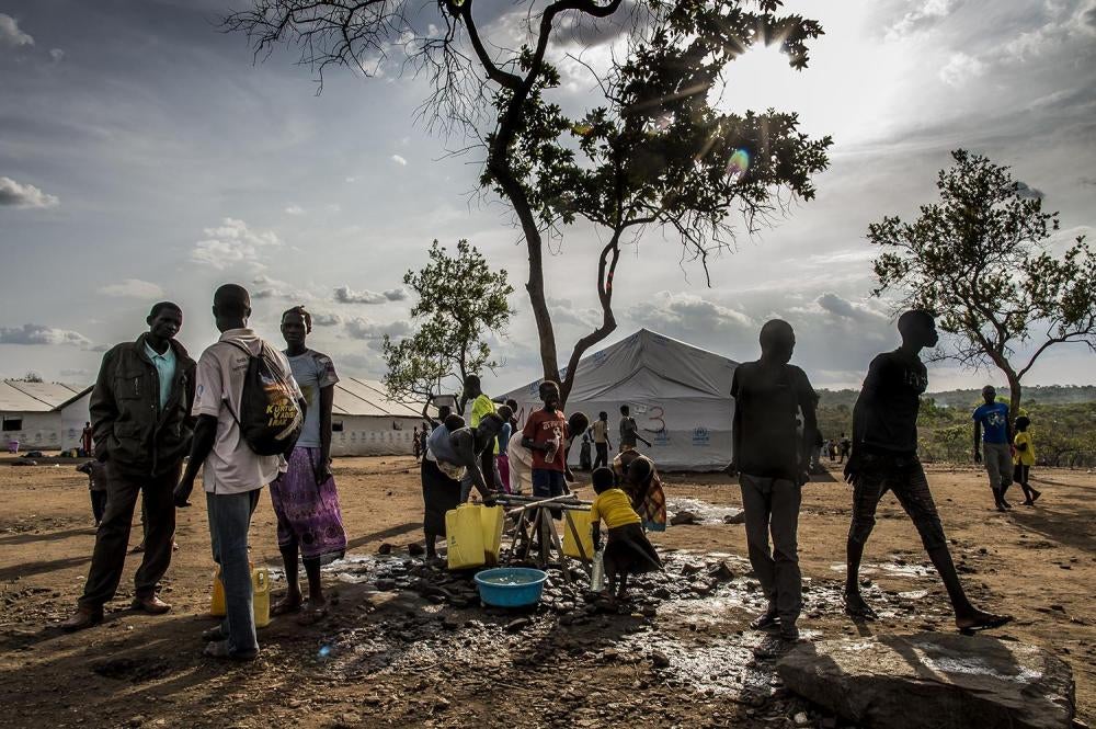 Refugees at a water point in the Imvepi reception center, in Uganda’s West Nile region, April 8, 2017.