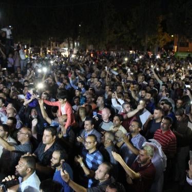 Thousands of Jordanian teachers march from the governorship building to the Professional Unions Complex to demand a reversal of the decision to close the Teachers Union, in Irbid, Jordan on August 01, 2020.