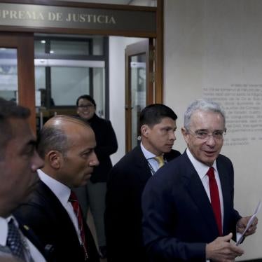 Former Colombian president Álvaro Uribe arrives at the Supreme Court for questioning in a case about his alleged involvement in witness tampering in Bogotá, Colombia, Tuesday, October 8, 2019.