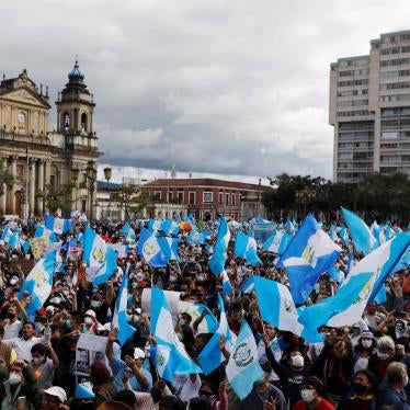 Demonstrators take part in a protest demanding the resignation of President Alejandro Giammattei, in Guatemala City, Guatemala, November 21, 2020.