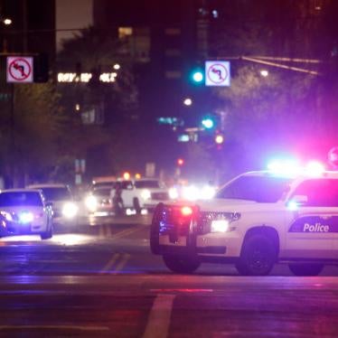 Phoenix Police Department vehicles block off a street in Phoenix, Arizona, May 30, 2020. 