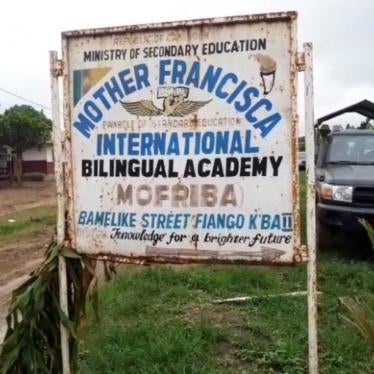 screenshot of school sign. image is outdoors. mother francisca massacre