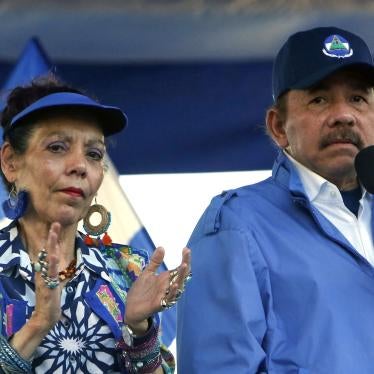 In this Sept. 5, 2018 file photo, Nicaragua's President Daniel Ortega and his wife, Vice President Rosario Murillo, lead a rally in Managua, Nicaragua.