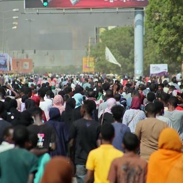 A crowd of protesters in the street