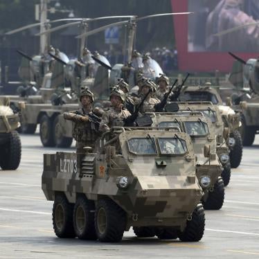 Soldiers in military tanks 