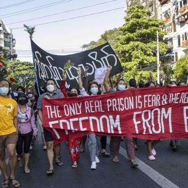 Demonstrators in Yangon protest the military coup in Myanmar