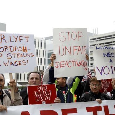 Members rally during a California Gig Workers Union demonstration