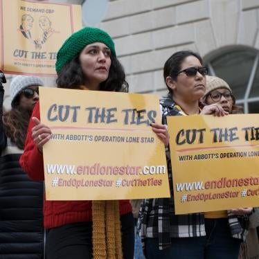 People gather at a press conference on Operation Lone Star outside the Customs and Border Protection office in Washington, D.C.