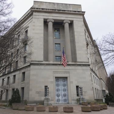 The US Department of Justice building in Washington, DC