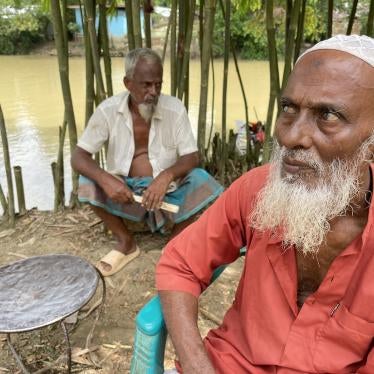 Mohammad Abdul Gani (right) from Biswanthpur, Sylhet, 75, described the temporary shelter where he stayed for 15 days as "another nightmare." 
