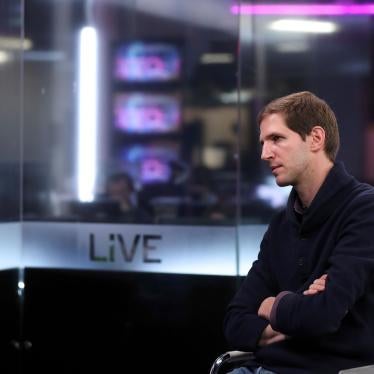 Tikhon Dzyadko, editor-in-chief of TV-Rain, at their newsroom in Moscow