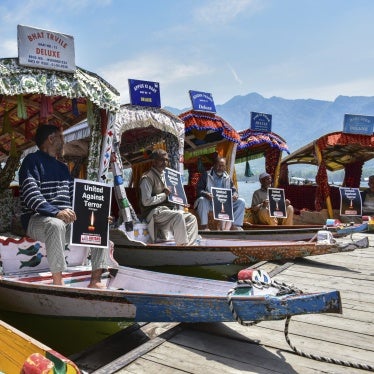 Kashmiri boatmen protest the deadly militant attack on tourists at a famous tourist resort Pahalgam, Srinagar, India. April 24, 2025.