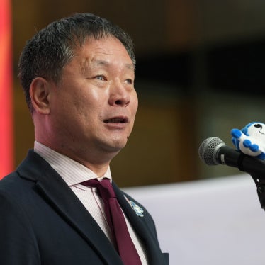 Junichi Kawai, the commissioner of the Japan Sports Agency, delivers a speech in Nagoya, Japan, October 18, 2025. 