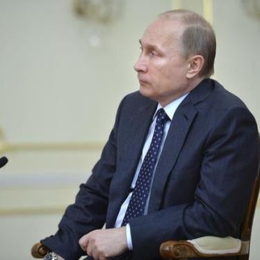 Russia's President Putin meets with representatives of Internet Initiatives Development Fund outside of Moscow, March 27, 2015.