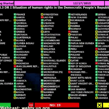 Screenshot of the UN General Assembly vote on the resolution on North Korea on December 17, 2015. 
