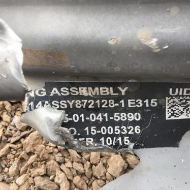 Remnant of a wing assembly that is mounted on a US-made GBU-12 Paveway II laser-guided 500-pound bomb found at the Arhab water drilling site, Sanaa governorate, where at least 31 civilians were killed in an airstrike on September 10, 2016. According to th
