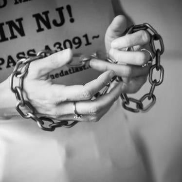 One of a group of activists in wedding dresses, protesting in support of a bill to end child marriage in New Jersey United States, July 2016.