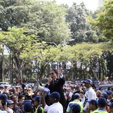 Then-President of the Bar Council of Malaysia Christopher Leong speaks at a rally calling for the repeal of the Sedition Act in Kuala Lumpur on October 16, 2014. 