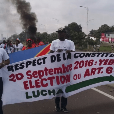 Pro-democracy youth activists at a protest against election delays in Kinshasa, capital of the Democratic Republic of Congo, on September 19, 2016.