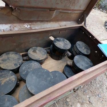 GYATA-64 antipersonnel mines cleared by YEMAC from Aden city and its suburbs since Houthi-Saleh forces withdrew from the city in July 2015, March 16, 2017. 