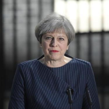 Britain's Prime Minister Theresa May speaks to the media outside 10 Downing Street, in central London, Britain April 18, 2017. 