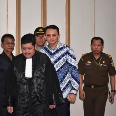 Jakarta's first non-Muslim governor and Chinese-ethnic minority, Basuki Tjahaja Purnama also known as Ahok, arrives in court for his verdict in Jakarta, Indonesia May 9, 2017.