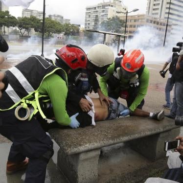Demonstrator injured during protests in Caracas, Venezuela, against the Constituent Assembly proposed by President Nicolás Maduro, July 30, 2017. 