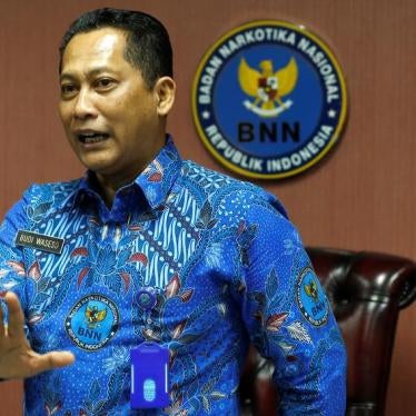 Head of Indonesia's anti-narcotics agency Budi Waseso gestures during interview in Jakarta, Indonesia, July 28, 2017. 