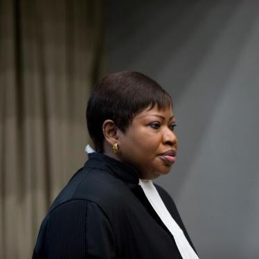 Public Prosecutor Fatou Bensouda enters the court room for the trial of Dominic Ongwen, a senior commander in the Lord's Resistance Army, at the International Court in The Hague, Netherlands, December 6, 2016. 