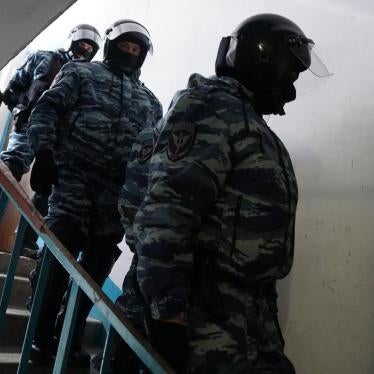 Law enforcement officials during the search in Emil Kurbedinov’s office, Bakhchysarai, Crimea, January 26, 2017.