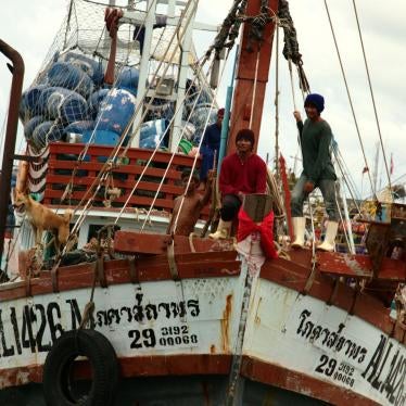 A trawler comes into port in Ratsada, Phuket, May 22, 2016.