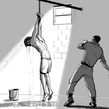 In its August 2018 report on Faisaliya detention facility, Human Rights Watch interviewed Mahmoud who said he was hung in the “bazoona” position at least six times while in detention, for hours. He said that at least four of those times, he lost conscious