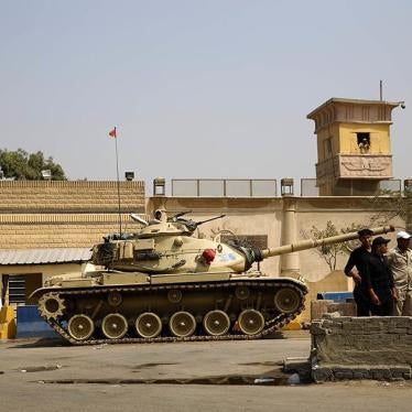 Egyptian security forces have been involved in systematic abuses such as enforced disappearance and torture and have used abusive counterterrorism laws and measures to crush peaceful dissent. Egyptian security forces stand guard outside one of the entranc